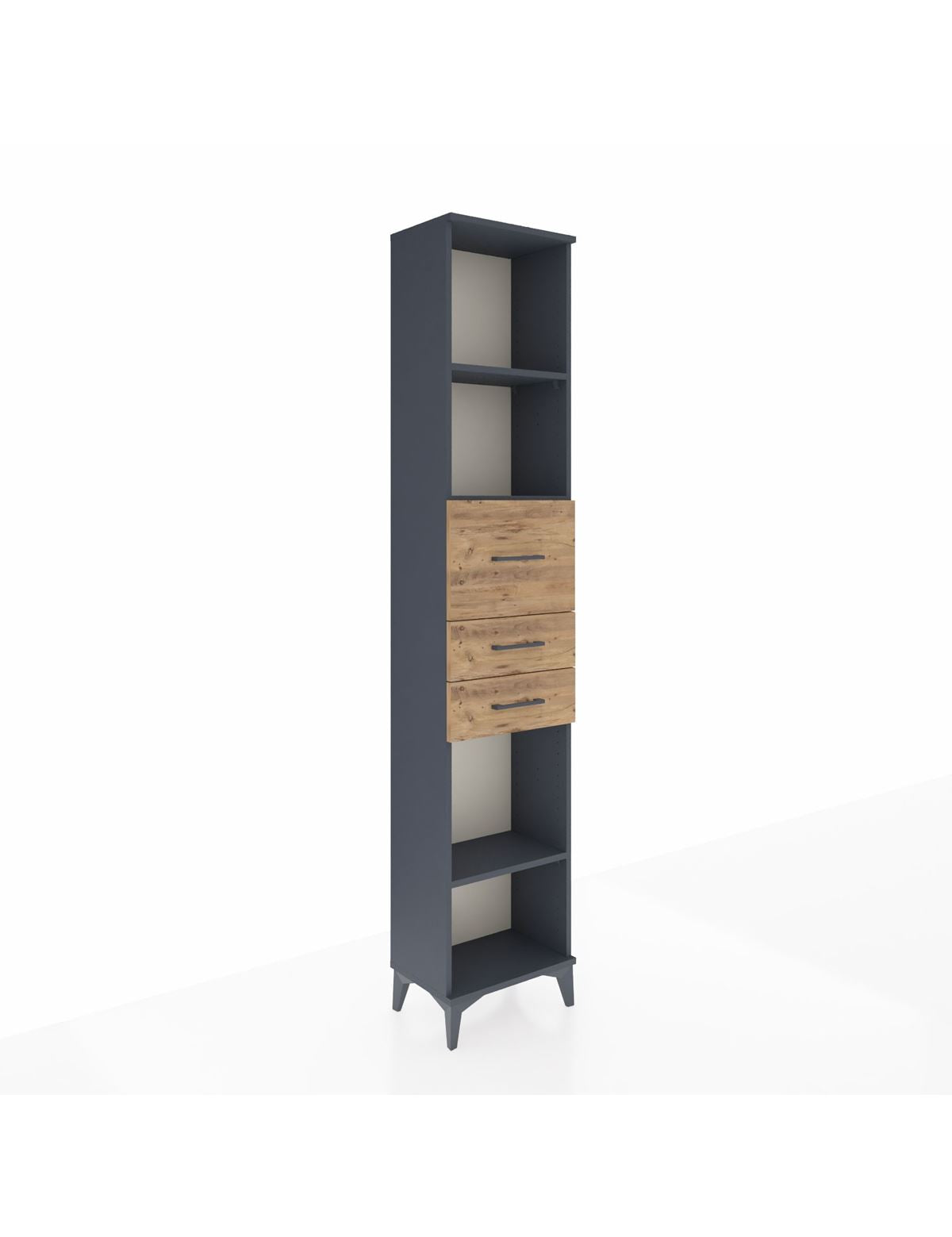 Arges Dolap 3 Raflı 3 Çekmeceli 44x30x221 Antrasit-Çam