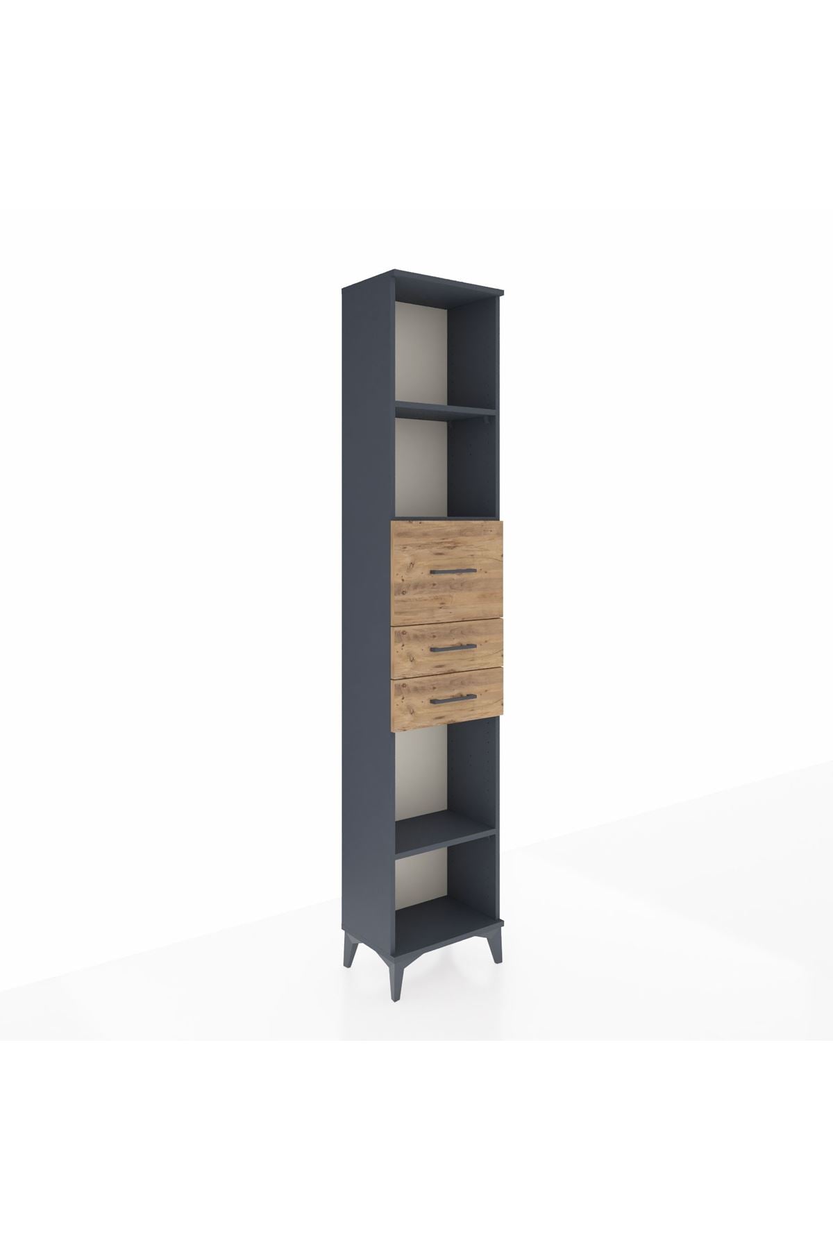 Arges Dolap 3 Raflı 3 Çekmeceli 44x30x221 Antrasit-Çam