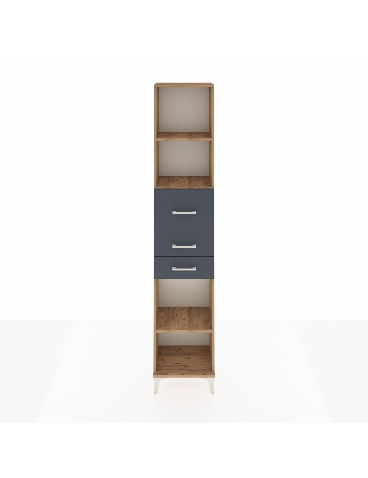 Arges Dolap 3 Raflı 3 Çekmeceli 44x30x221 Çam-Antrasit