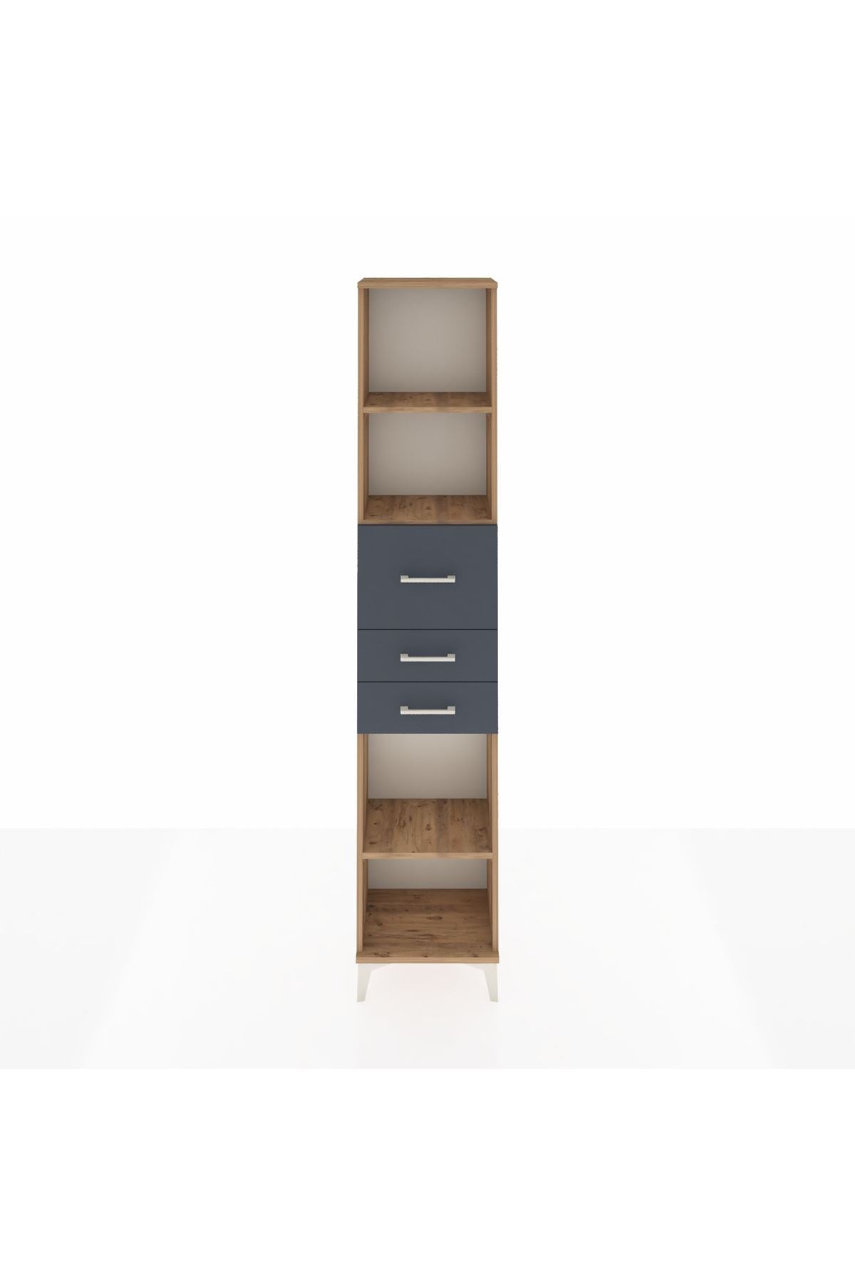 Arges Dolap 3 Raflı 3 Çekmeceli 44x30x221 Çam-Antrasit