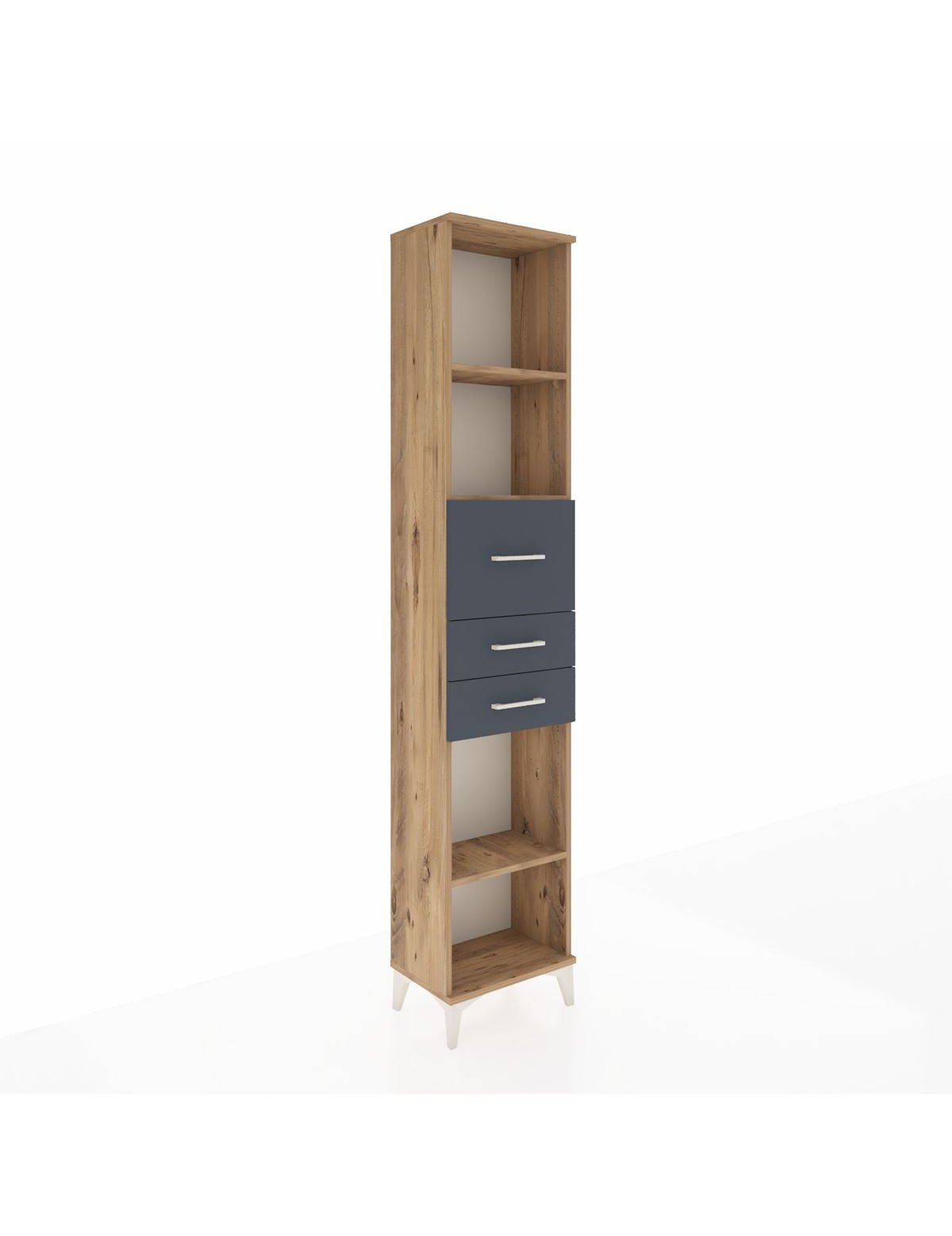 Arges Dolap 3 Raflı 3 Çekmeceli 44x30x221 Çam-Antrasit