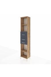 Arges Dolap 3 Raflı 3 Çekmeceli 44x30x221 Çam-Antrasit