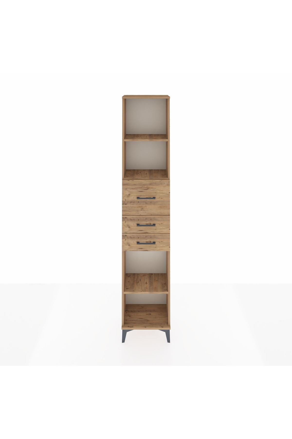 Arges Dolap 3 Raflı 3 Çekmeceli 44x30x221 Çam-Çam