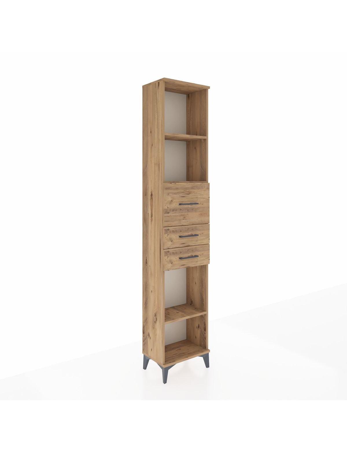 Arges Dolap 3 Raflı 3 Çekmeceli 44x30x221 Çam-Çam