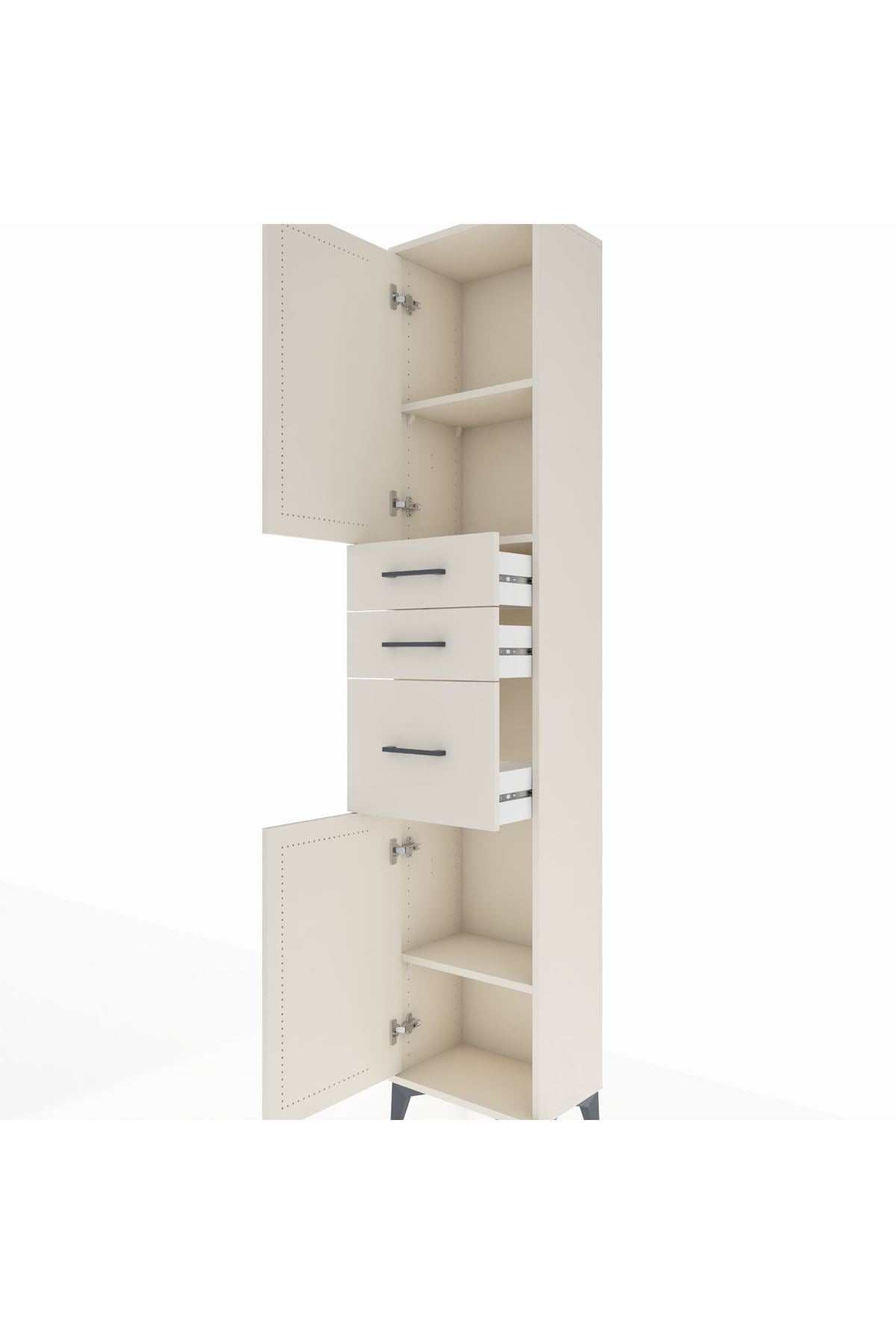 Arges Dolap 3 Raflı 3 Çekmeceli 2 Kapaklı 44x30x221 Aytaşı-Aytaşı