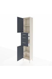 Arges Dolap 3 Raflı 3 Çekmeceli 2 Kapaklı 44x30x221 Aytaşı-Antrasit