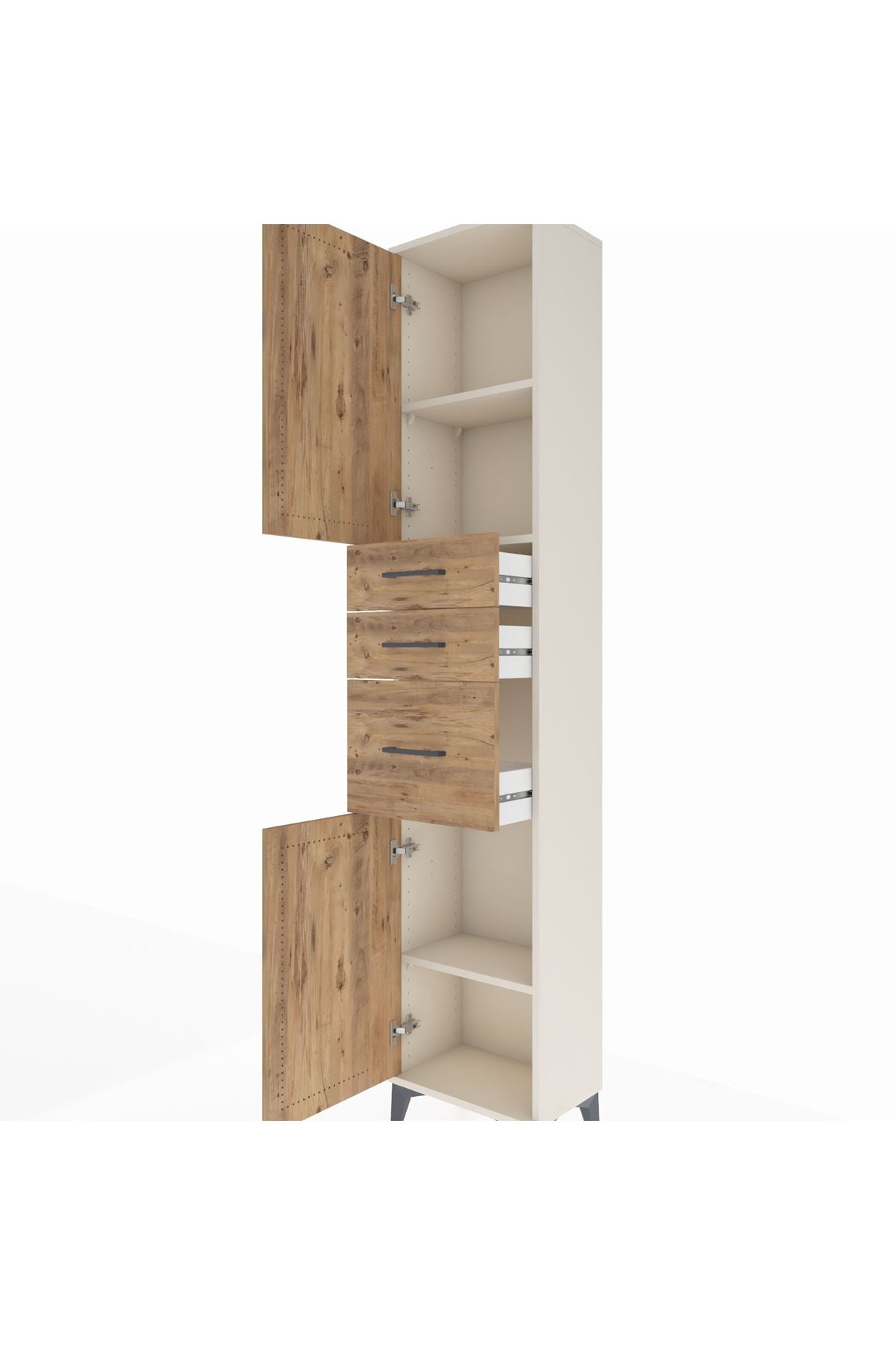 Arges Dolap 3 Raflı 3 Çekmeceli 2 Kapaklı 44x30x221 Aytaşı-Çam