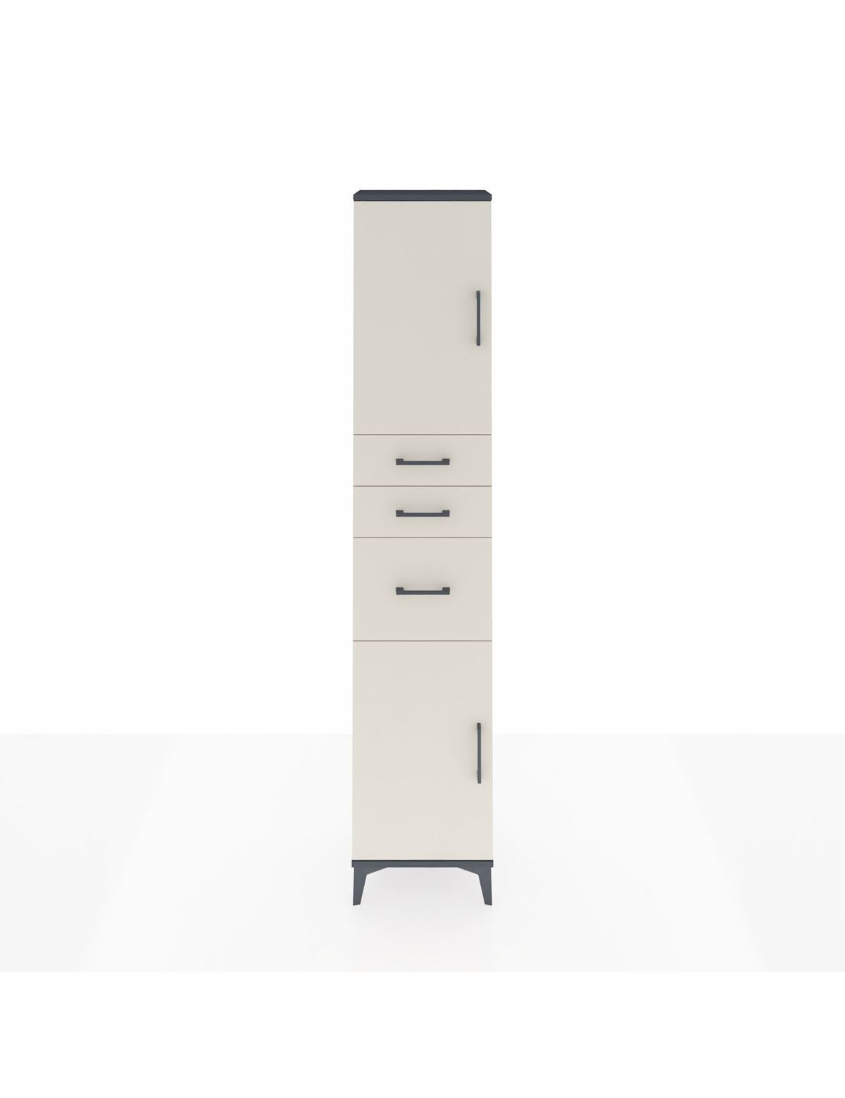 Arges Dolap 3 Raflı 3 Çekmeceli 2 Kapaklı 44x30x221 Antrasit-Aytaşı