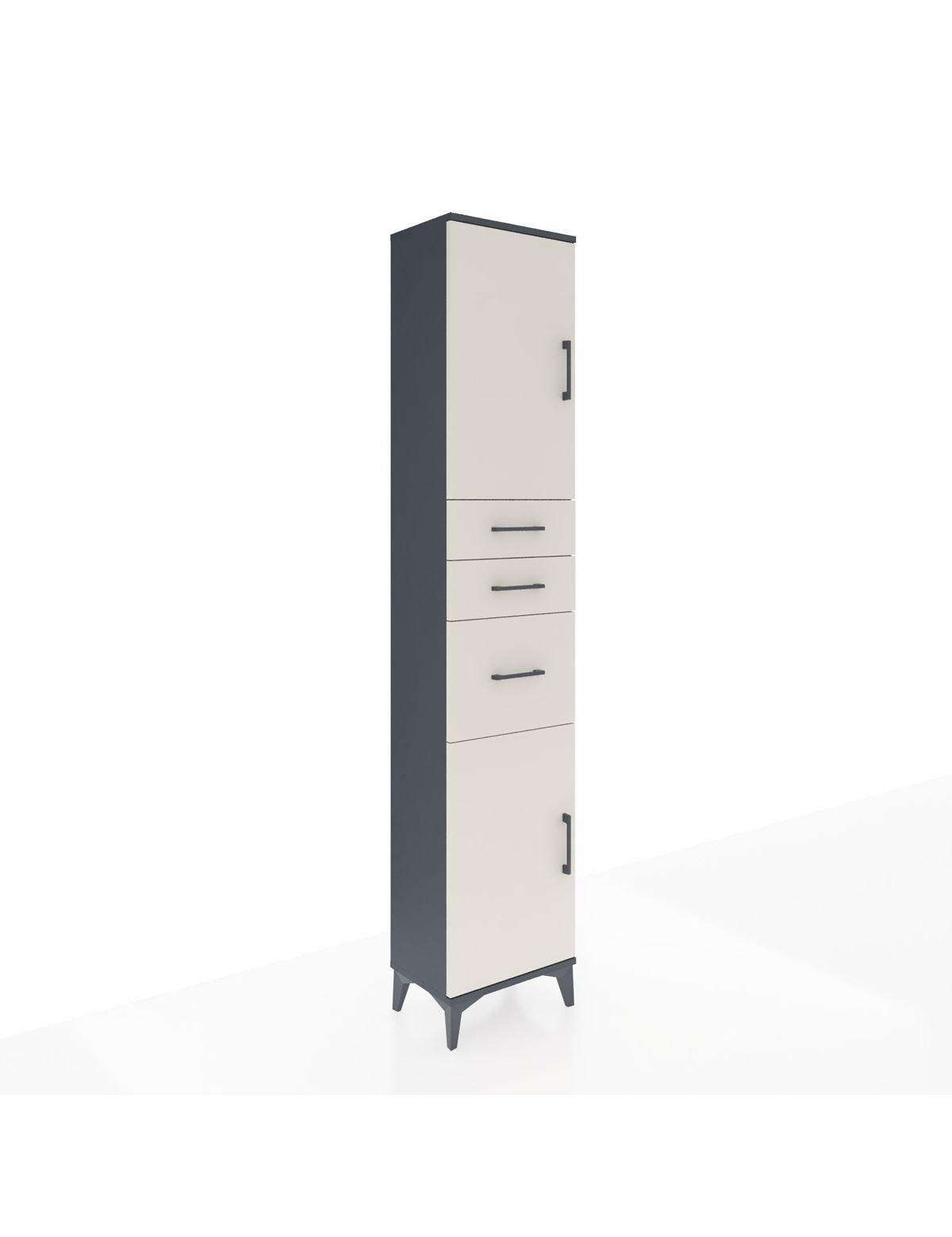 Arges Dolap 3 Raflı 3 Çekmeceli 2 Kapaklı 44x30x221 Antrasit-Aytaşı