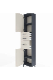 Arges Dolap 3 Raflı 3 Çekmeceli 2 Kapaklı 44x30x221 Antrasit-Aytaşı