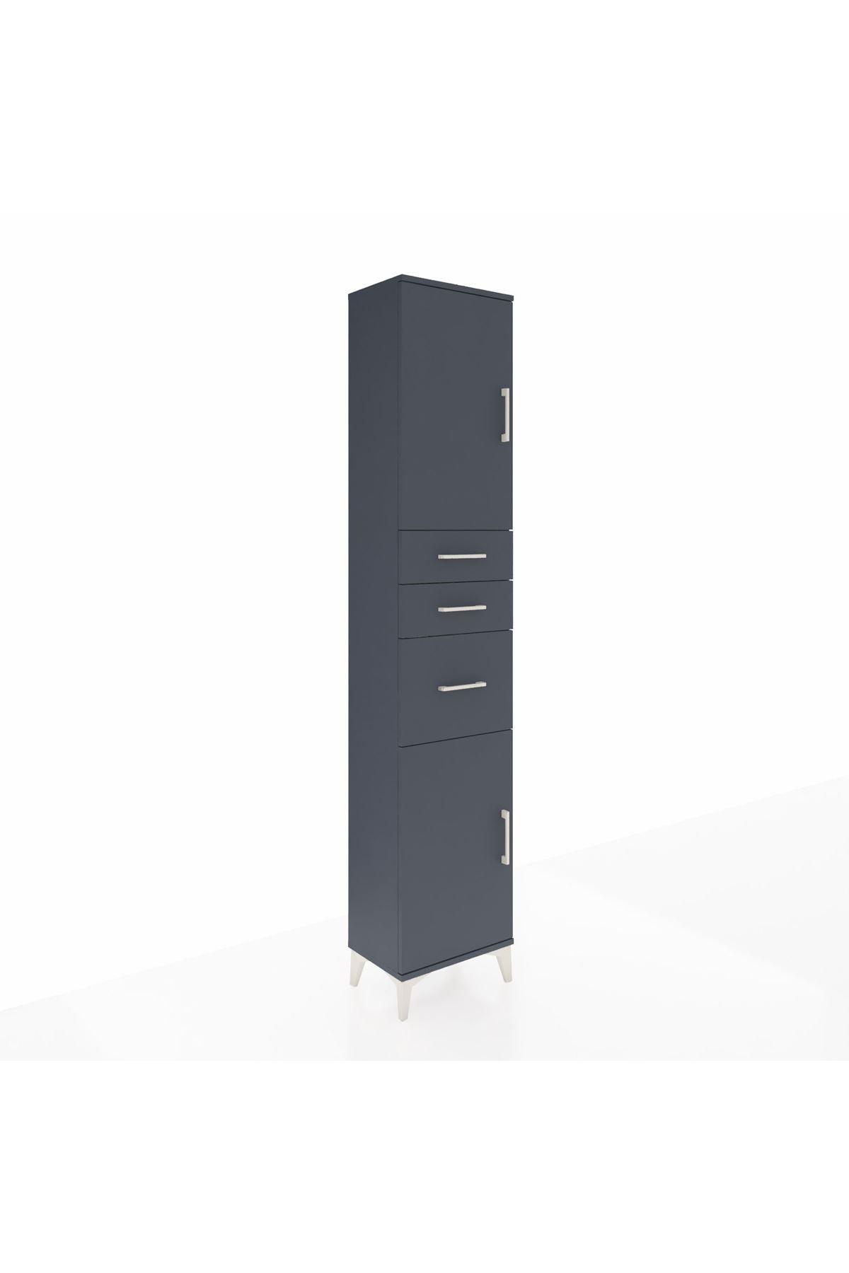 Arges Dolap 3 Raflı 3 Çekmeceli 2 Kapaklı 44x30x221 Antrasit-Antrasit