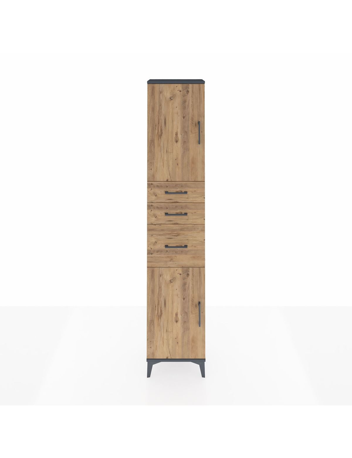 Arges Dolap 3 Raflı 3 Çekmeceli 2 Kapaklı 44x30x221 Antrasit-Çam