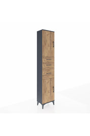 Arges Dolap 3 Raflı 3 Çekmeceli 2 Kapaklı 44x30x221 Antrasit-Çam