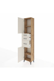 Arges Dolap 3 Raflı 3 Çekmeceli 2 Kapaklı 44x30x221 Çam-Aytaşı