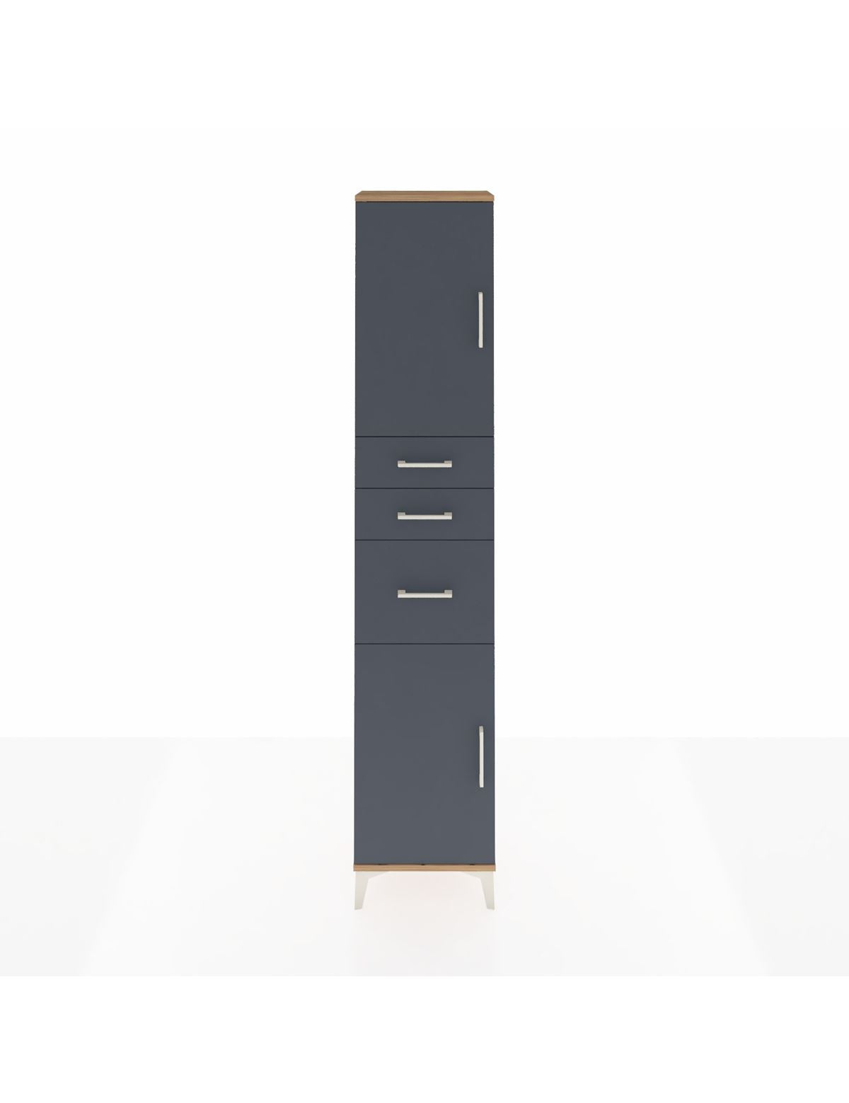 Arges Dolap 3 Raflı 3 Çekmeceli 2 Kapaklı 44x30x221 Çam-Antrasit