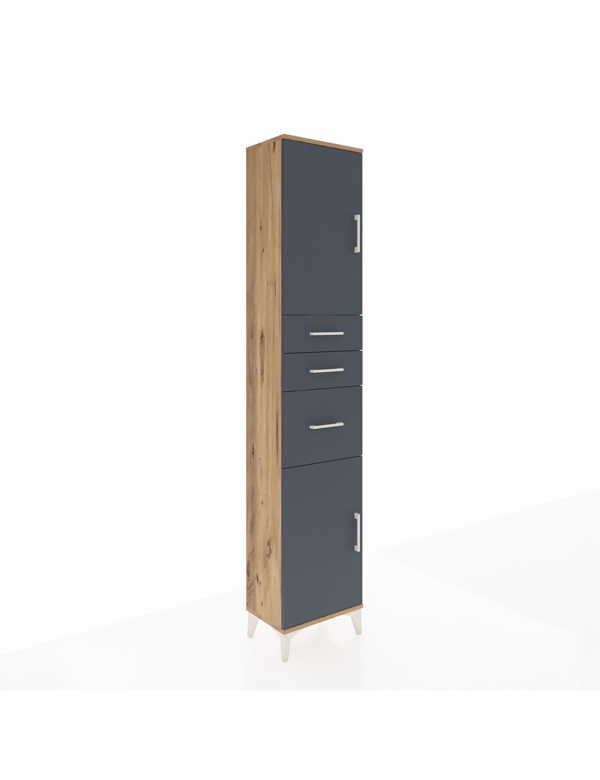 Arges Dolap 3 Raflı 3 Çekmeceli 2 Kapaklı 44x30x221 Çam-Antrasit