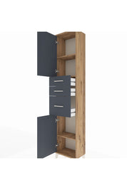 Arges Dolap 3 Raflı 3 Çekmeceli 2 Kapaklı 44x30x221 Çam-Antrasit