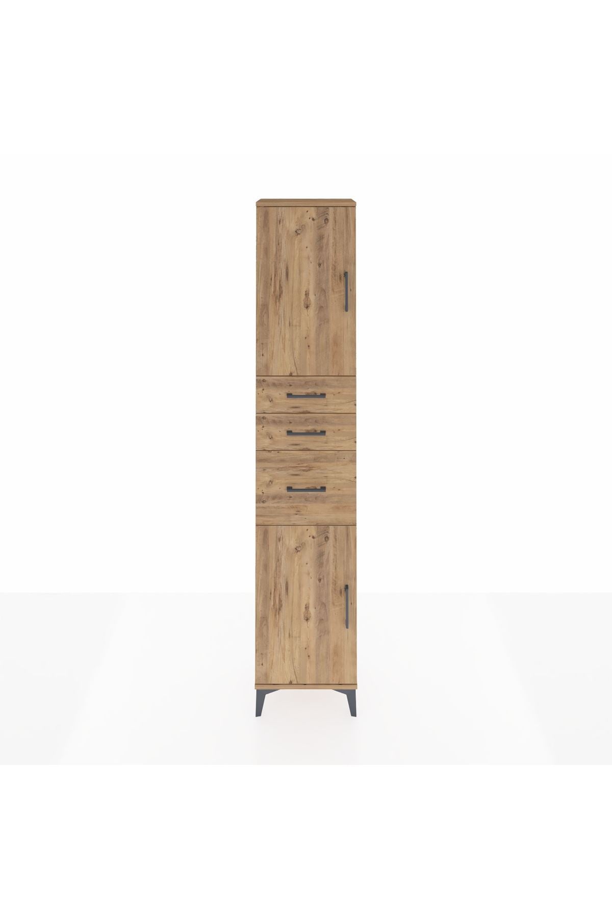 Arges Dolap 3 Raflı 3 Çekmeceli 2 Kapaklı 44x30x221 Çam-Çam