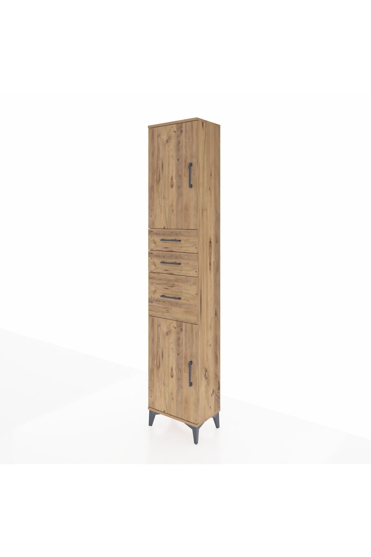 Arges Dolap 3 Raflı 3 Çekmeceli 2 Kapaklı 44x30x221 Çam-Çam