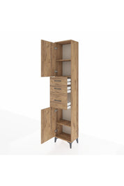 Arges Dolap 3 Raflı 3 Çekmeceli 2 Kapaklı 44x30x221 Çam-Çam