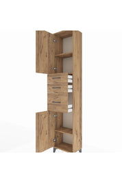 Arges Dolap 3 Raflı 3 Çekmeceli 2 Kapaklı 44x30x221 Çam-Çam