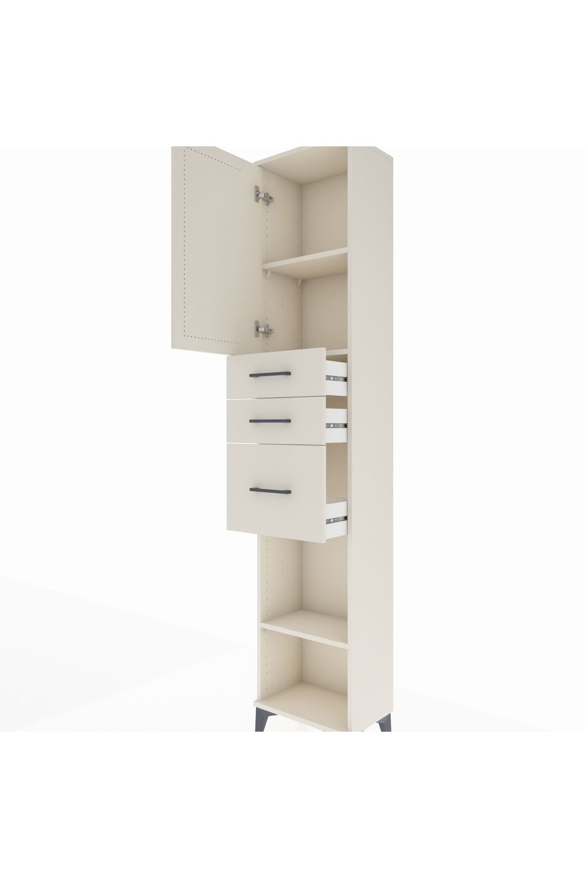 Arges Dolap 3 Raflı 3 Çekmeceli Tek Kapaklı 44x30x221 Aytaşı-Aytaşı