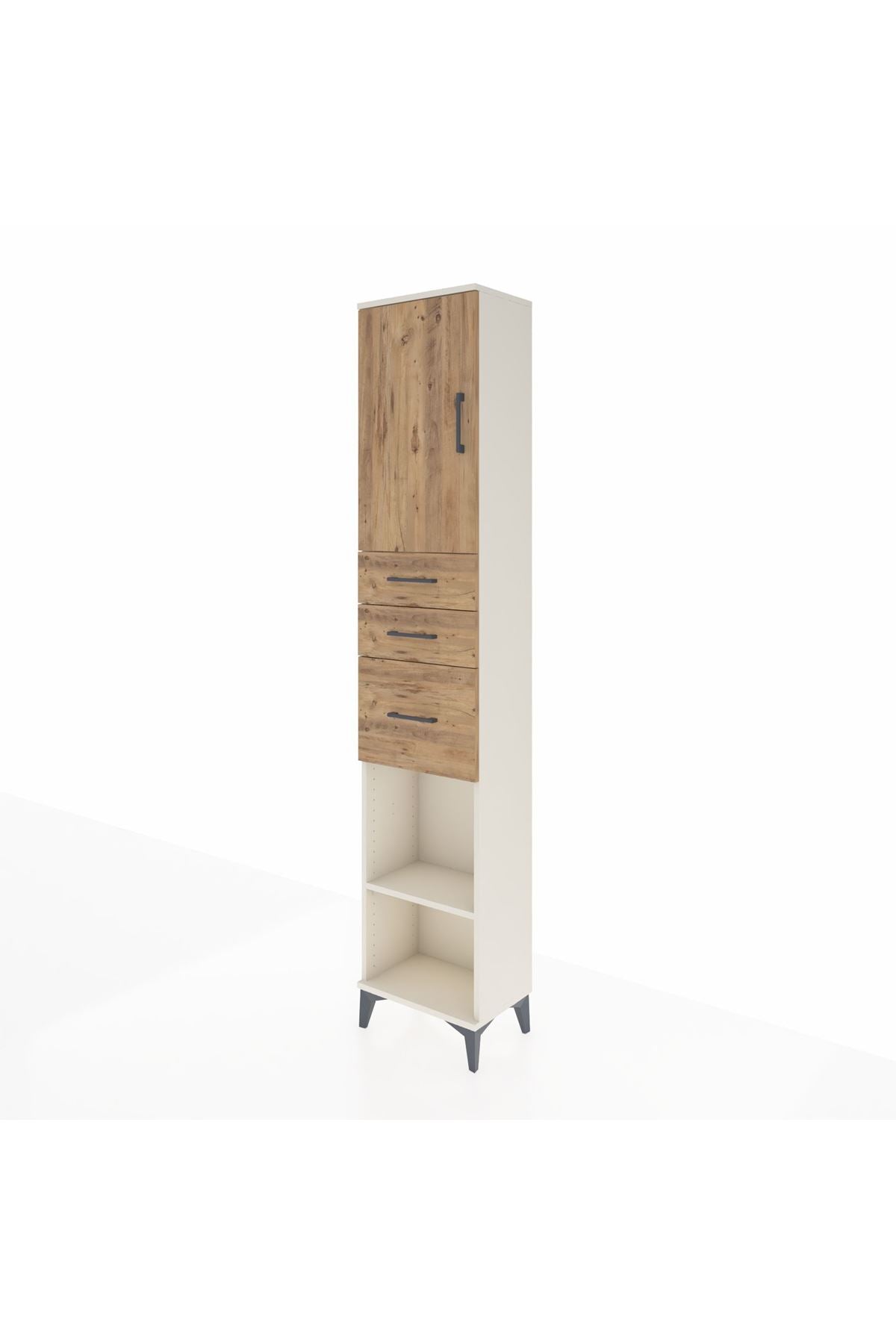 Arges Dolap 3 Raflı 3 Çekmeceli Tek Kapaklı 44x30x221 Aytaşı-Çam