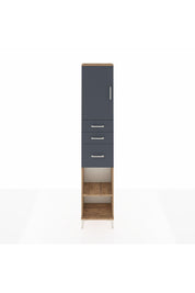 Arges Dolap 3 Raflı 3 Çekmeceli Tek Kapaklı 44x30x221 Çam-Antrasit