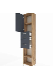 Arges Dolap 3 Raflı 3 Çekmeceli Tek Kapaklı 44x30x221 Çam-Antrasit