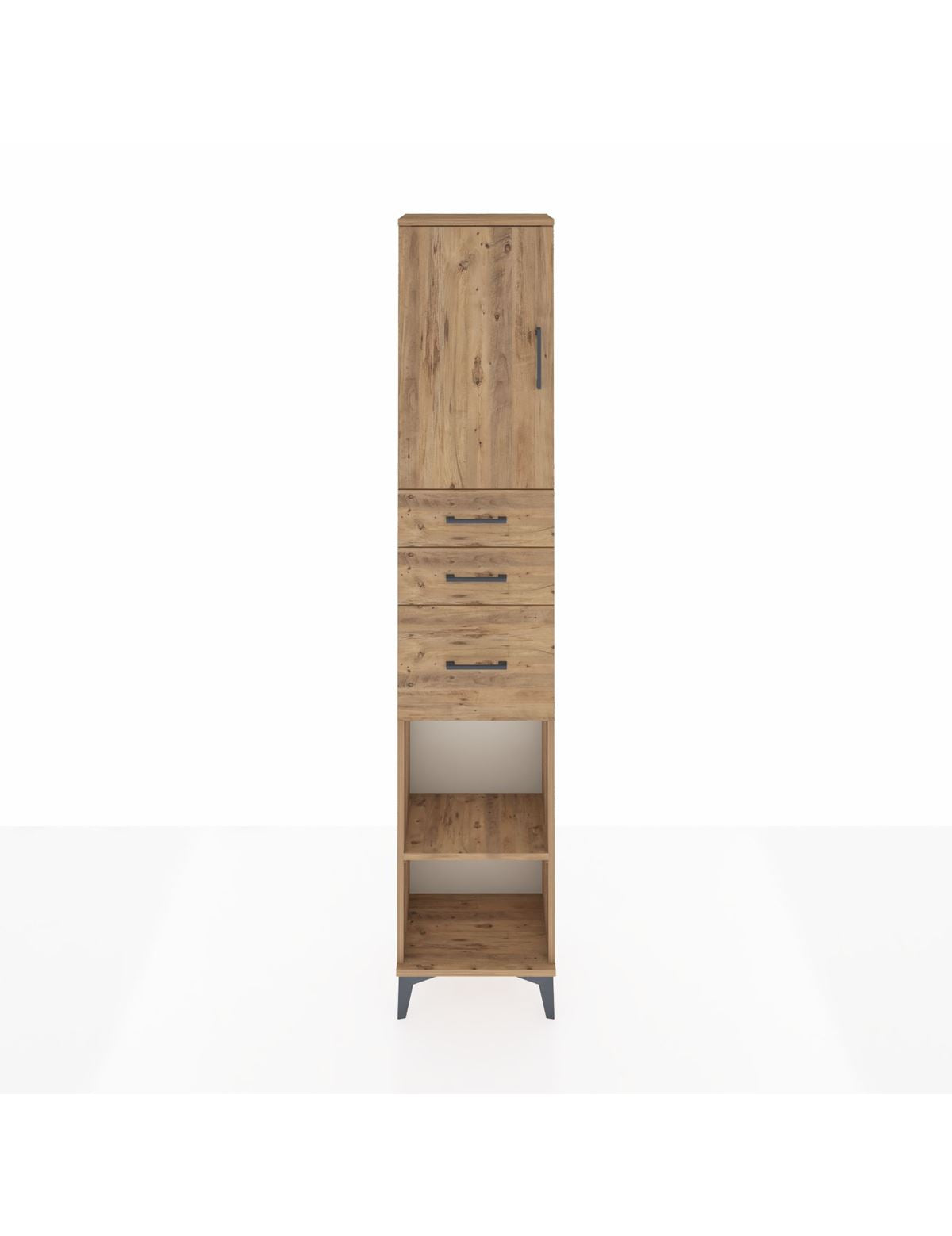 Arges Dolap 3 Raflı 3 Çekmeceli Tek Kapaklı 44x30x221 Çam-Çam