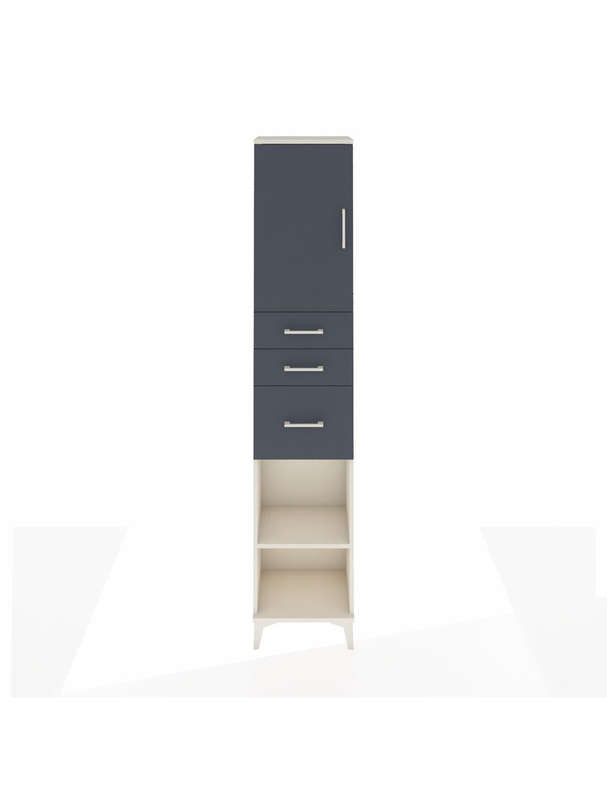 Arges Dolap 3 Raflı 3 Çekmeceli Tek Kapaklı 44x30x221 Aytaşı-Antrasit