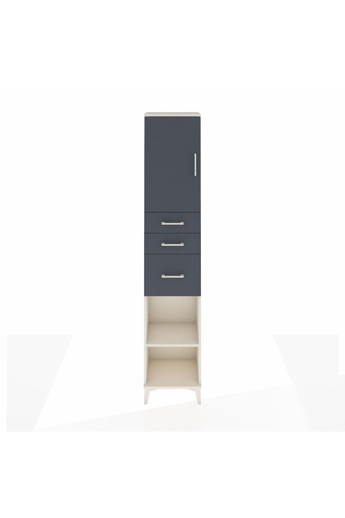 Arges Dolap 3 Raflı 3 Çekmeceli Tek Kapaklı 44x30x221 Aytaşı-Antrasit