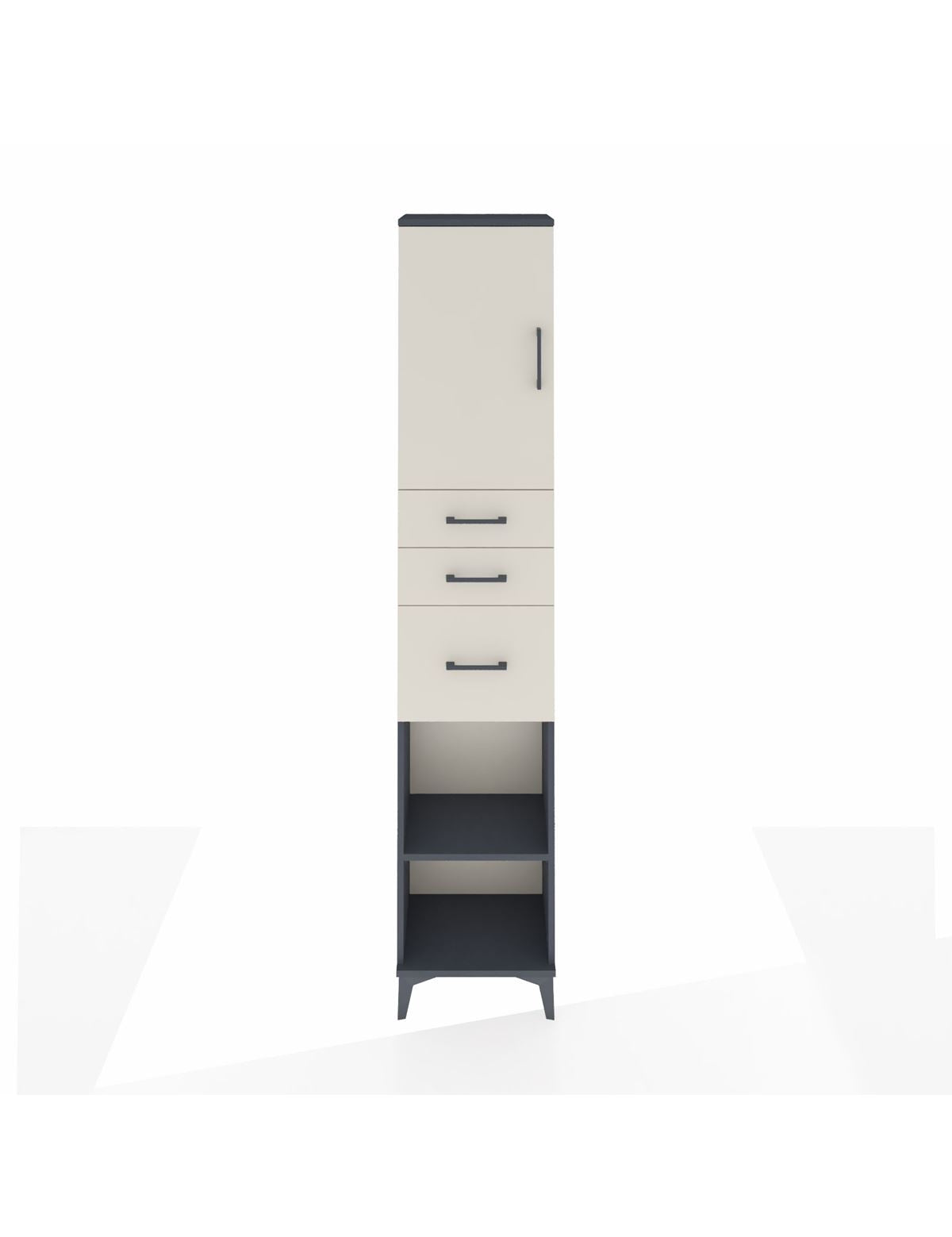 Arges Dolap 3 Raflı 3 Çekmeceli Tek Kapaklı 44x30x221 Antrasit-Aytaşı