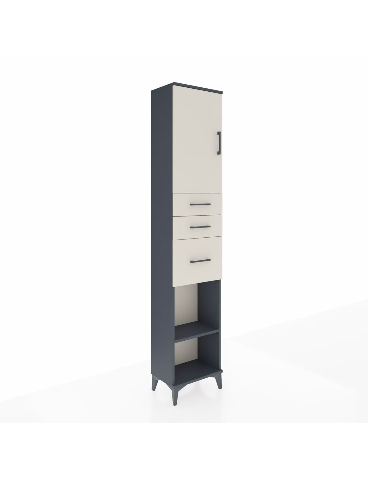 Arges Dolap 3 Raflı 3 Çekmeceli Tek Kapaklı 44x30x221 Antrasit-Aytaşı