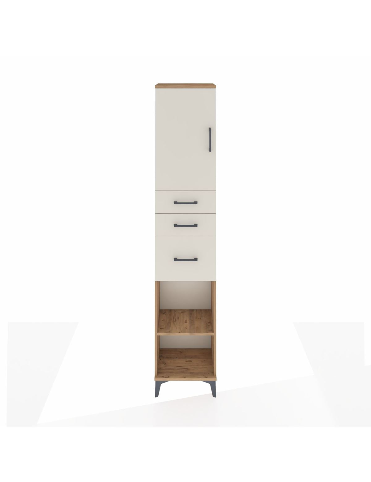 Arges Dolap 3 Raflı 3 Çekmeceli Tek Kapaklı 44x30x221 Çam-Aytaşı