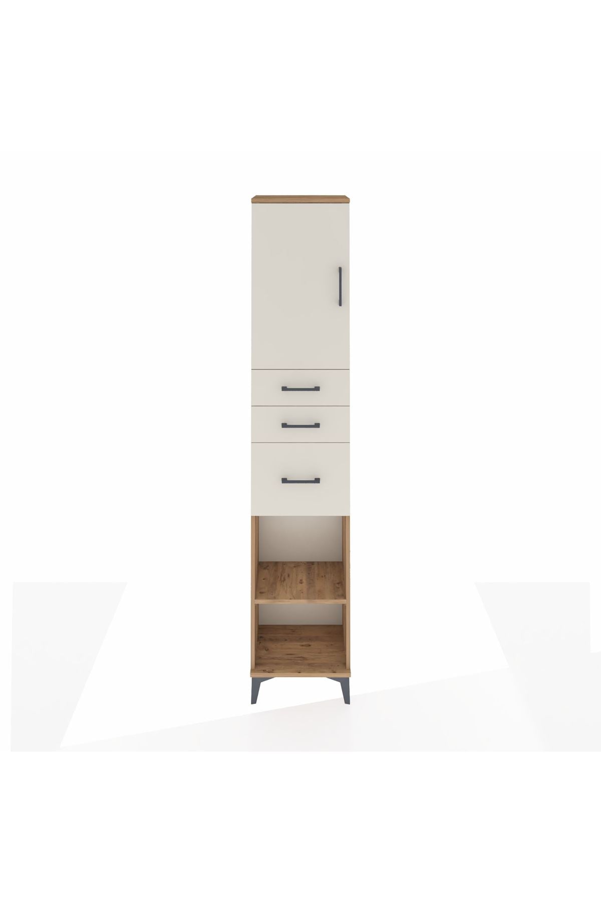 Arges Dolap 3 Raflı 3 Çekmeceli Tek Kapaklı 44x30x221 Çam-Aytaşı