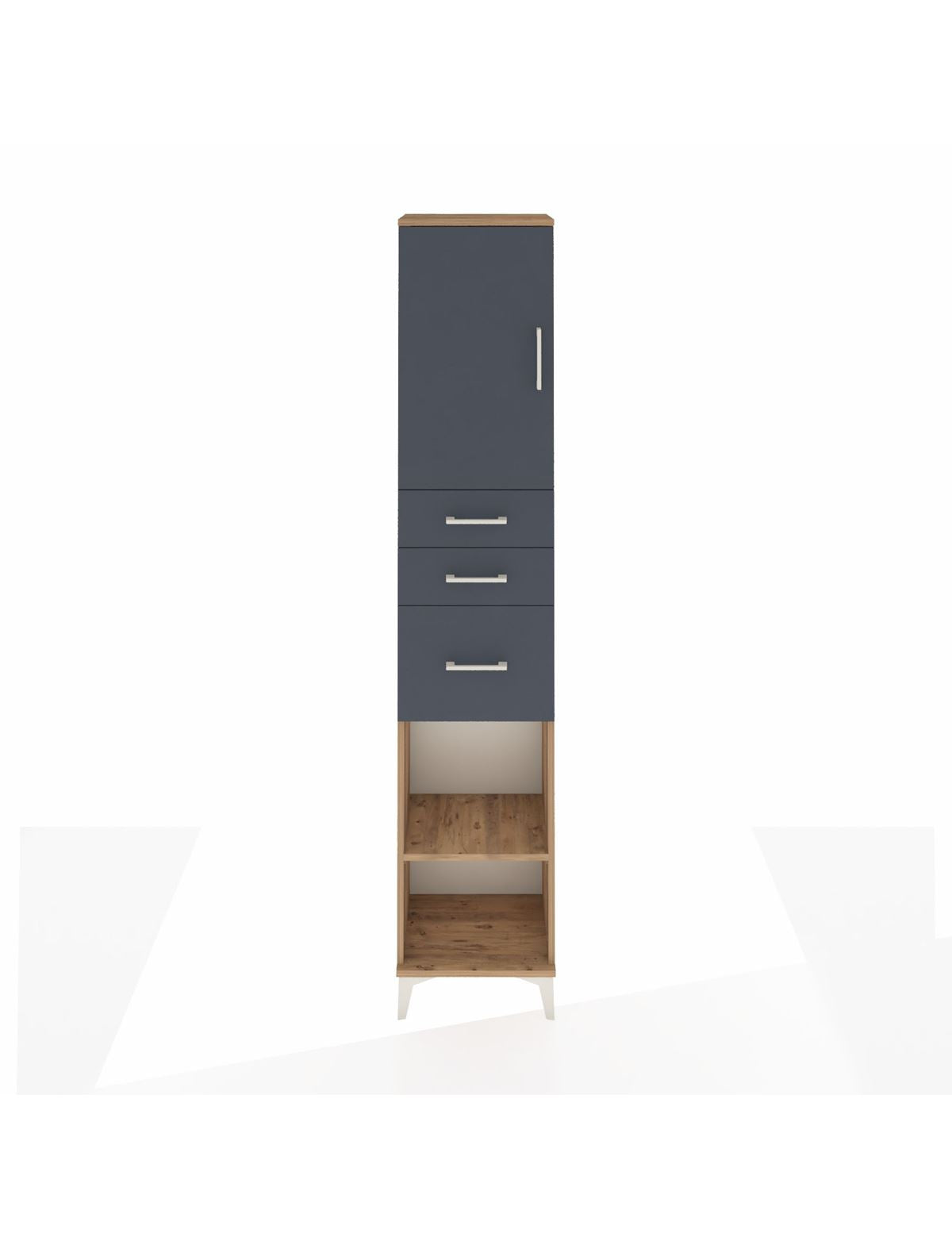 Arges Dolap 3 Raflı 3 Çekmeceli Tek Kapaklı 44x30x221 Çam-Antrasit