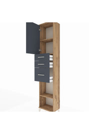 Arges Dolap 3 Raflı 3 Çekmeceli Tek Kapaklı 44x30x221 Çam-Antrasit