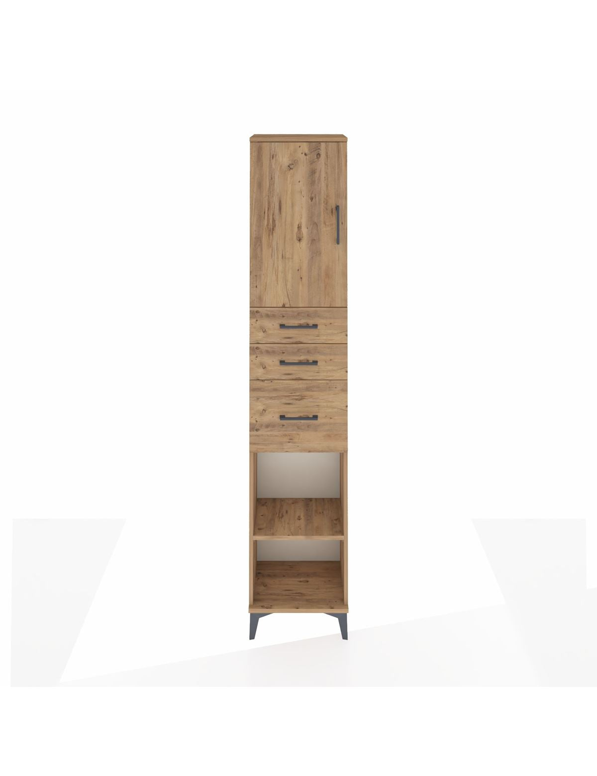 Arges Dolap 3 Raflı 3 Çekmeceli Tek Kapaklı 44x30x221 Çam-Çam