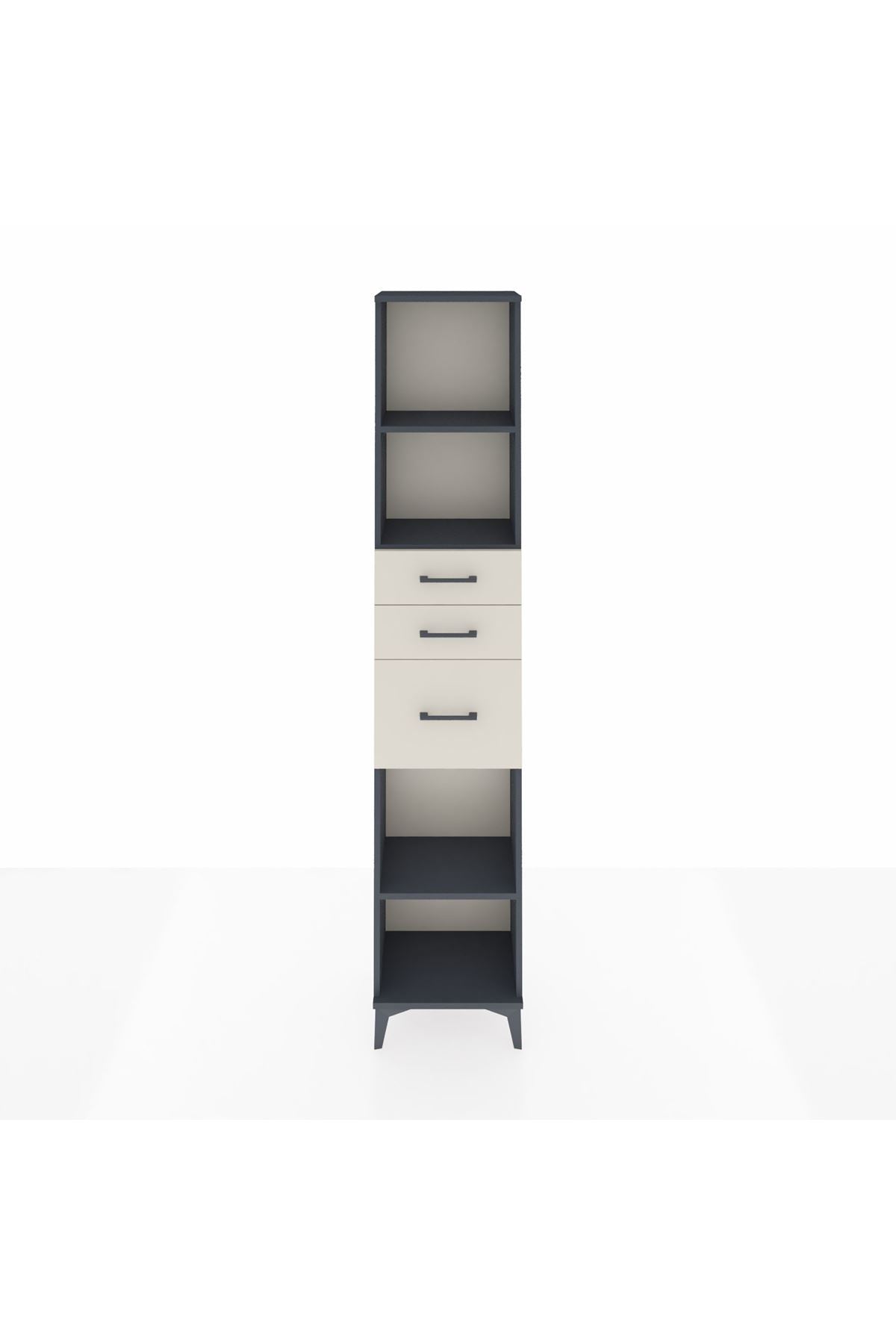 Arges Dolap 3 Raflı 3 Çekmeceli 44x30x221 Antrasit-Aytaşı