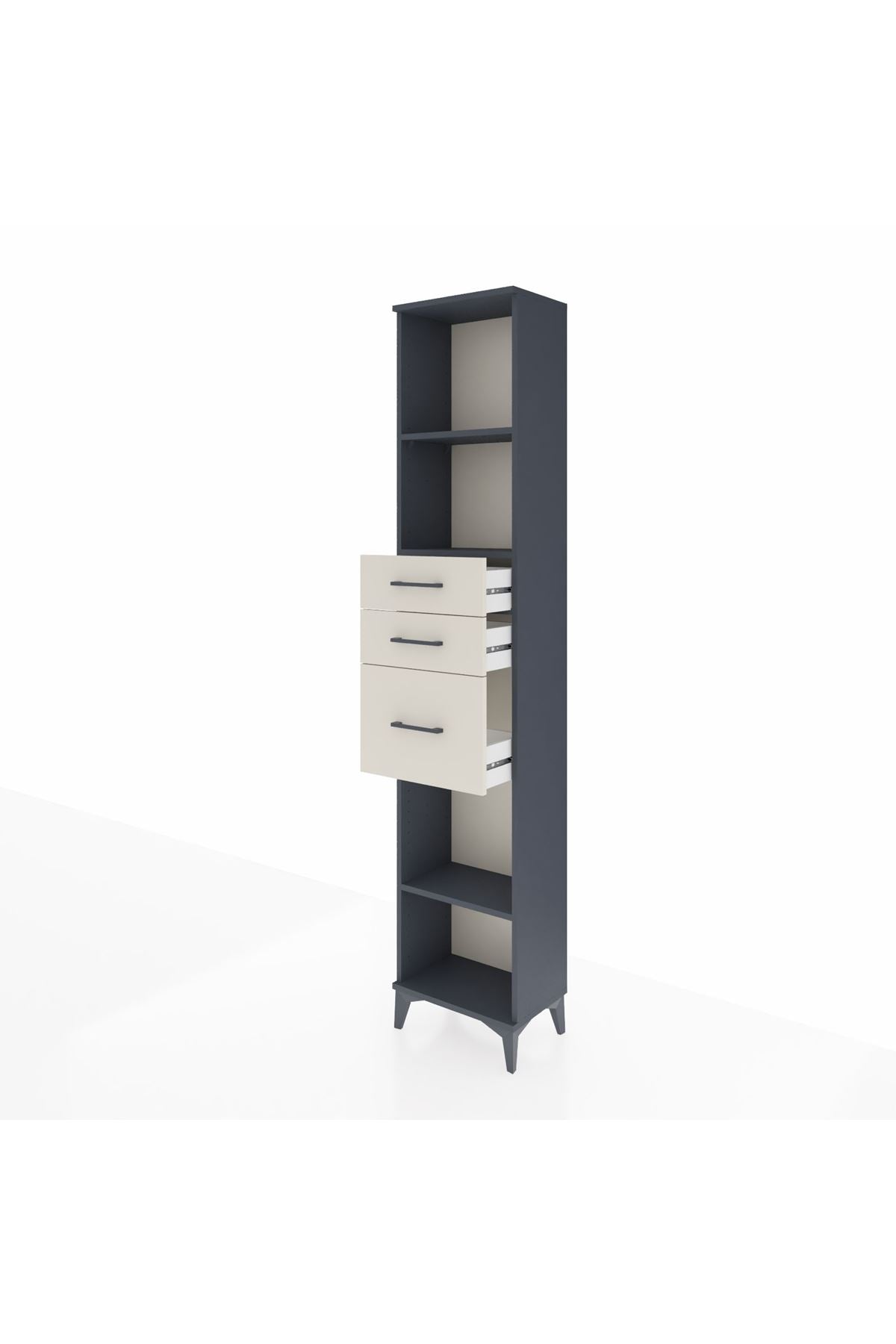 Arges Dolap 3 Raflı 3 Çekmeceli 44x30x221 Antrasit-Aytaşı