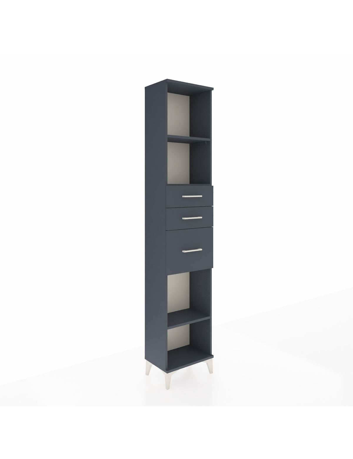 Arges Dolap 3 Raflı 3 Çekmeceli 44x30x221 Antrasit-Antrasit