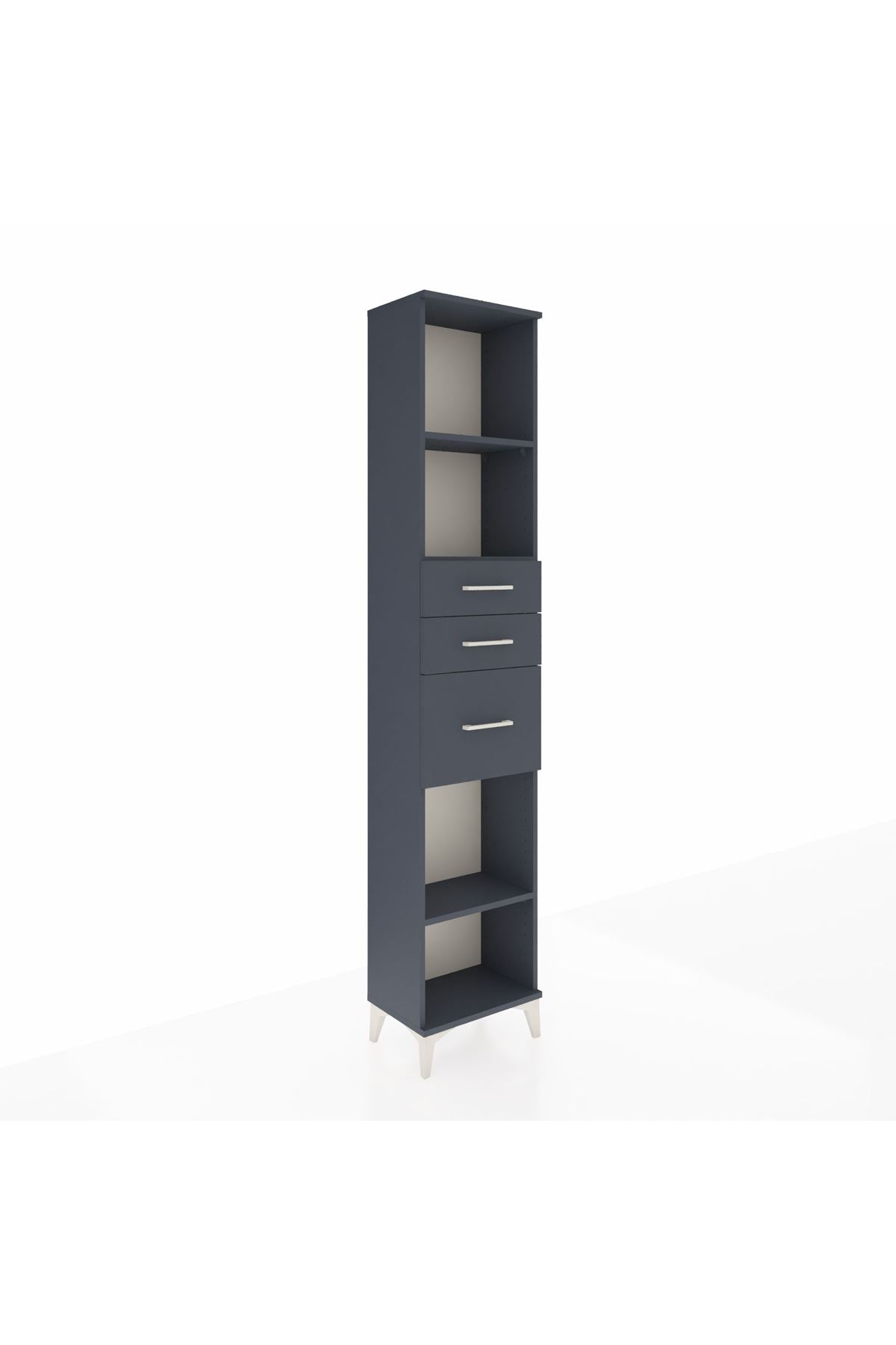 Arges Dolap 3 Raflı 3 Çekmeceli 44x30x221 Antrasit-Antrasit