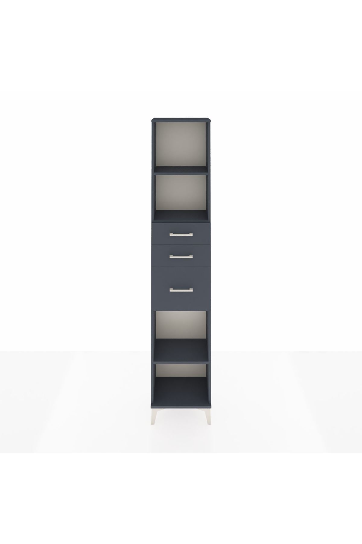 Arges Dolap 3 Raflı 3 Çekmeceli 44x30x221 Antrasit-Antrasit