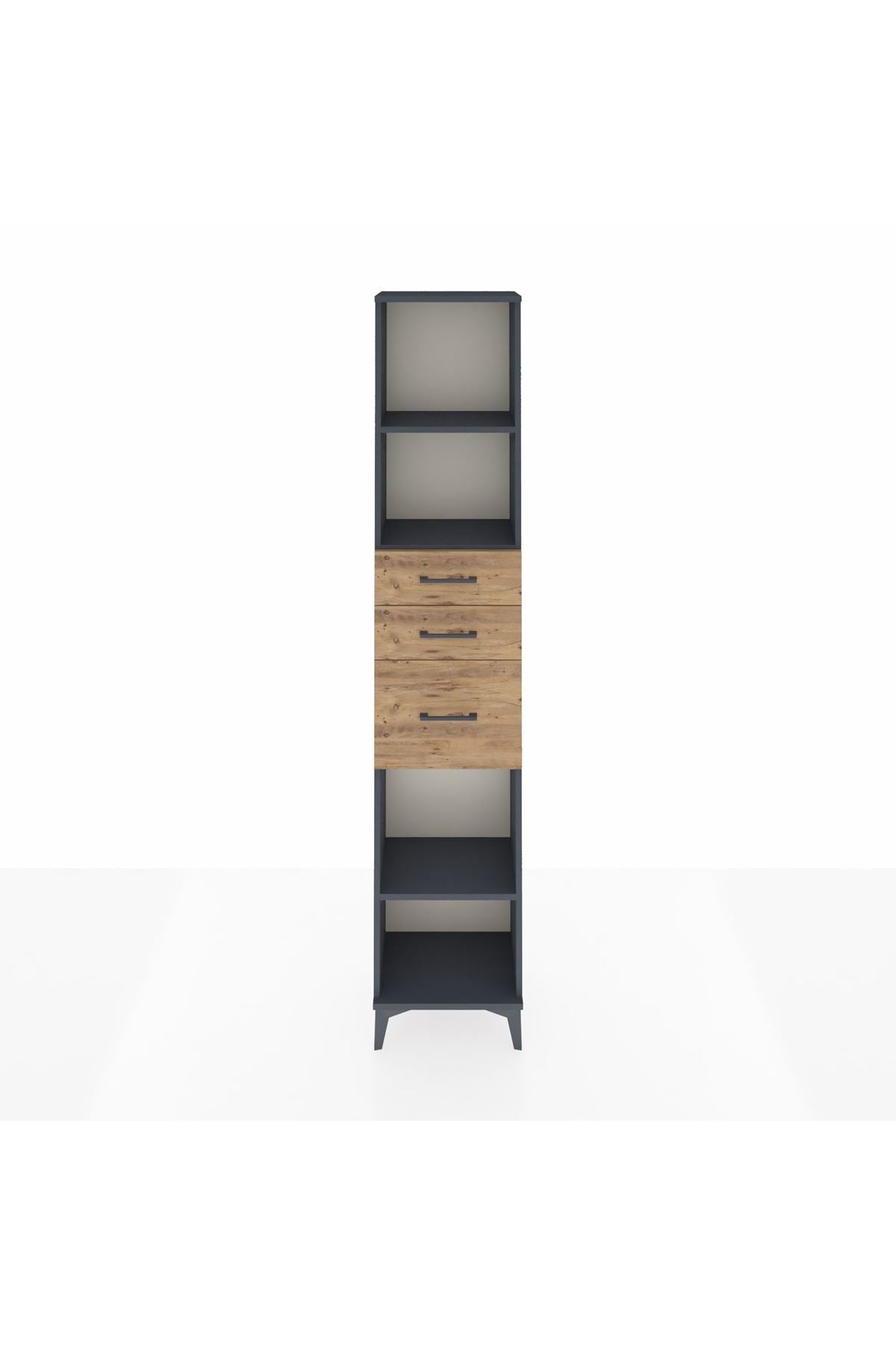 Arges Dolap 3 Raflı 3 Çekmeceli 44x30x221 Antrasit-Çam