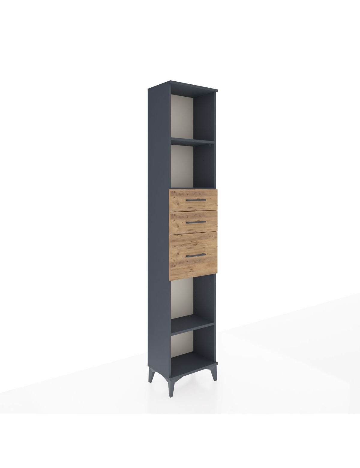 Arges Dolap 3 Raflı 3 Çekmeceli 44x30x221 Antrasit-Çam