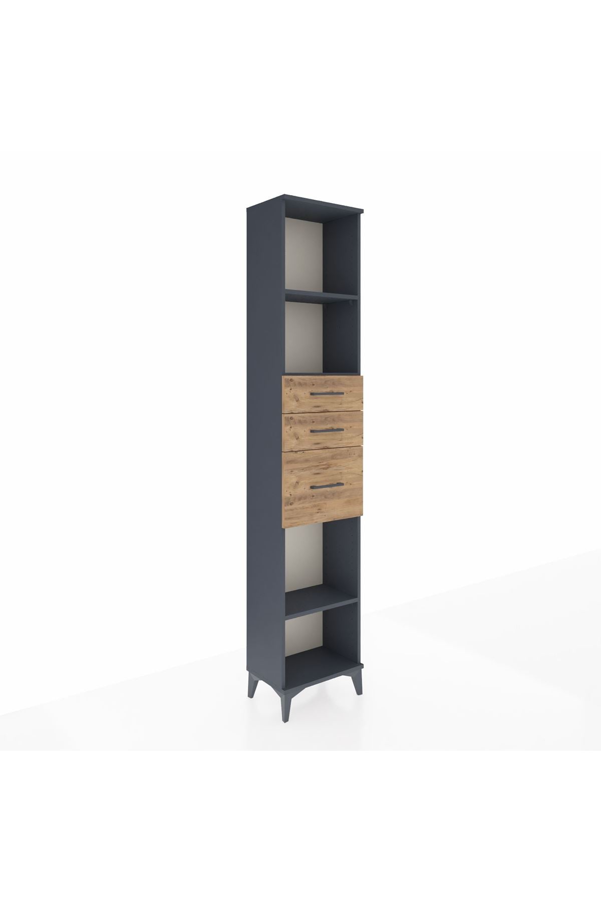 Arges Dolap 3 Raflı 3 Çekmeceli 44x30x221 Antrasit-Çam