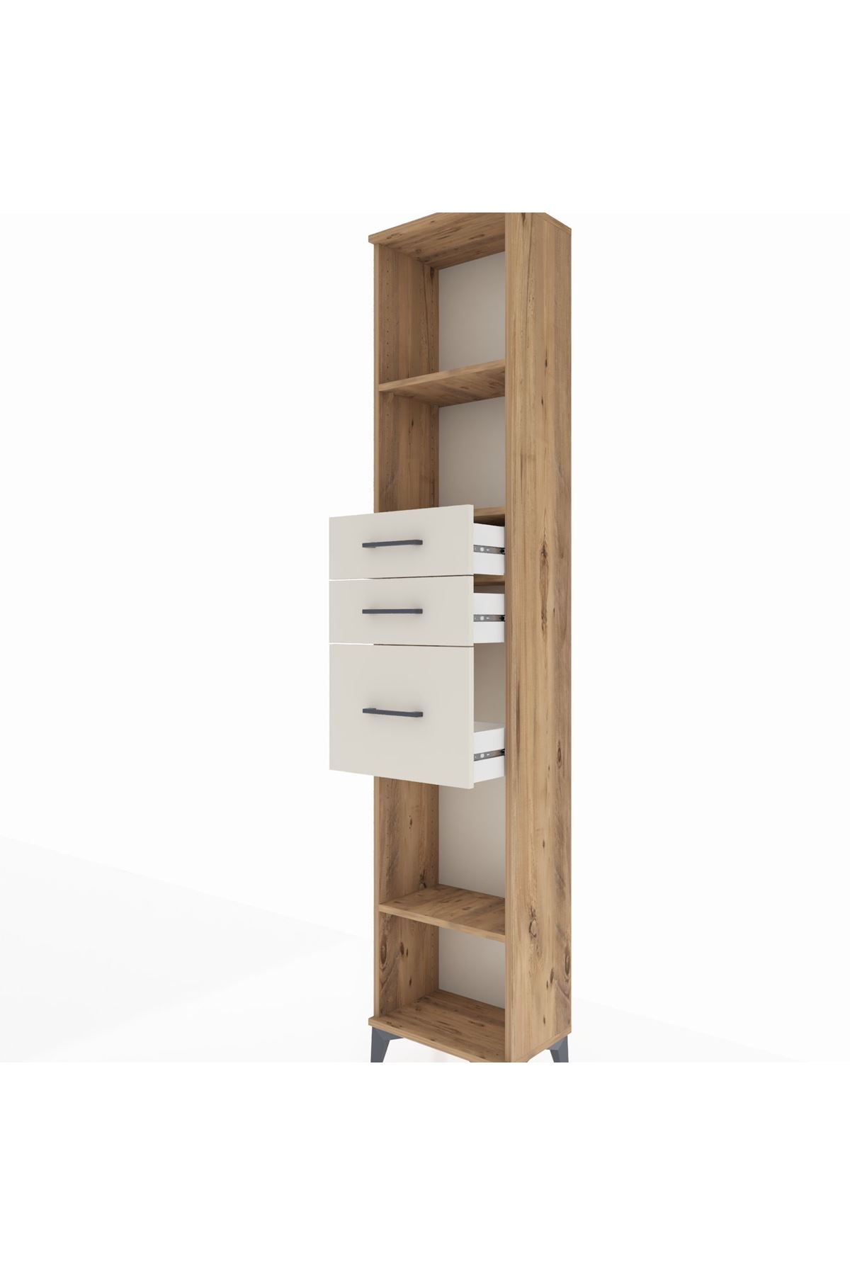 Arges Dolap 3 Raflı 3 Çekmeceli 44x30x221 Çam-Aytaşı