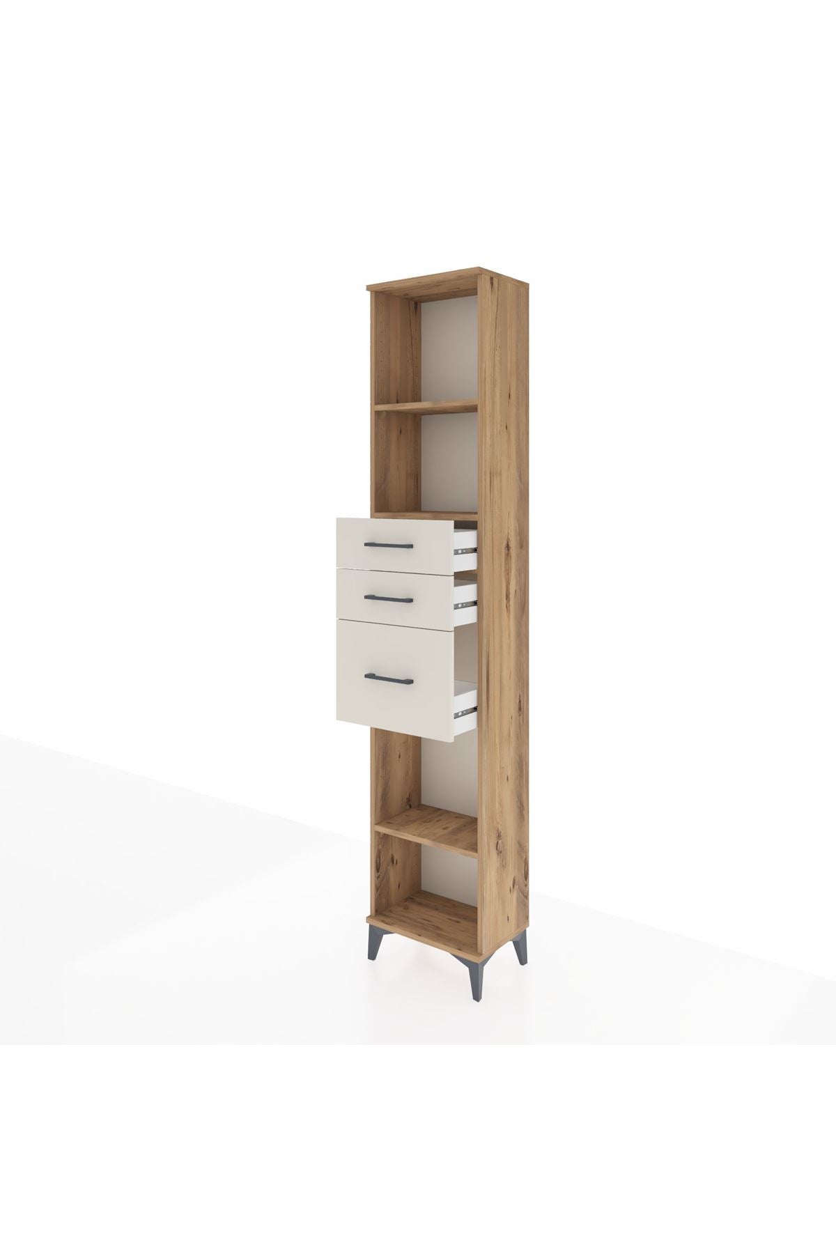 Arges Dolap 3 Raflı 3 Çekmeceli 44x30x221 Çam-Aytaşı