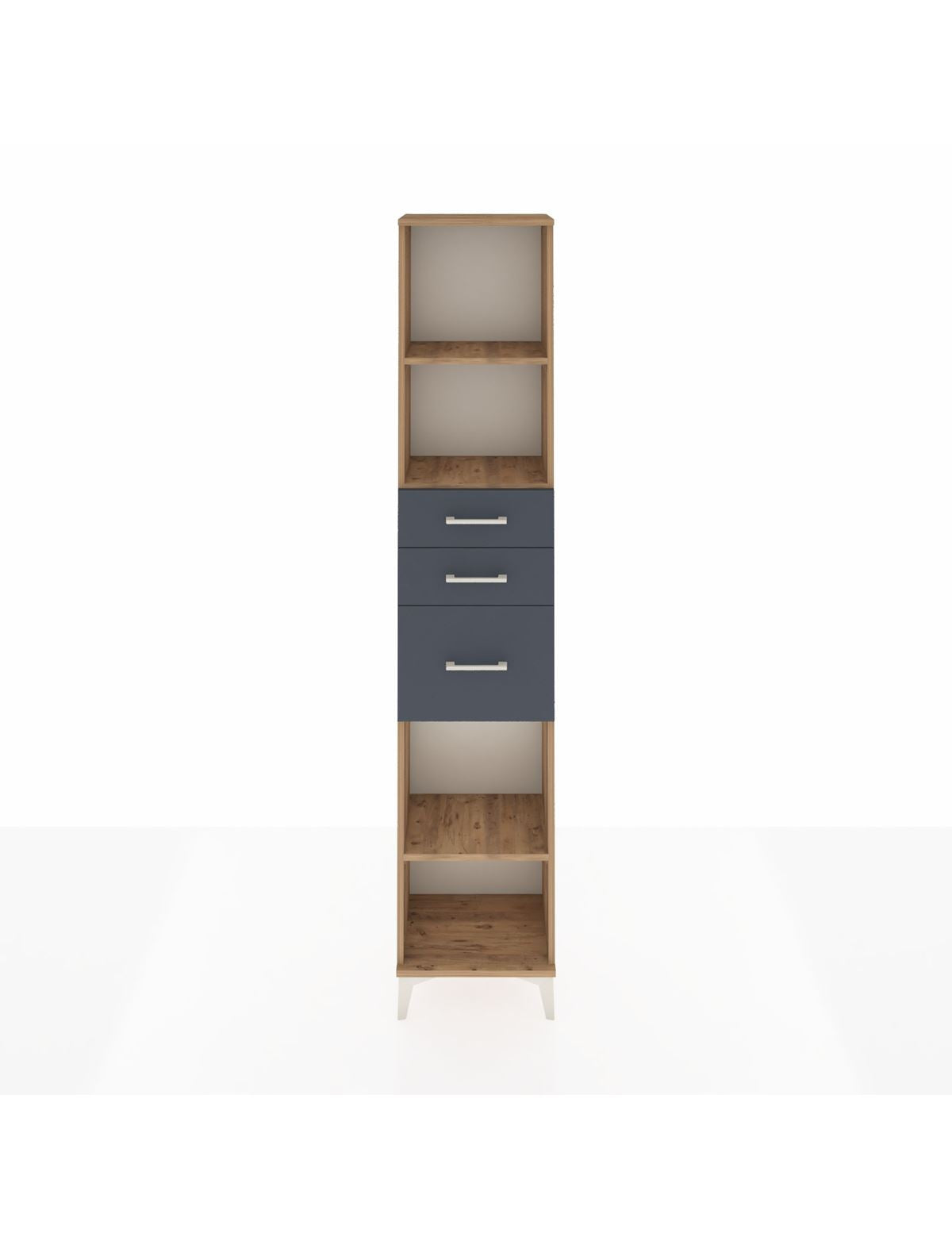 Arges Dolap 3 Raflı 3 Çekmeceli 44x30x221 Çam-Antrasit